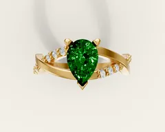 Emerald bypass ring in 18k yellow gold