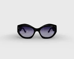Schwarze Cat-Eye-Sonnenbrille Alice mit polarisierten Gläsern, Demo der virtuellen Anprobe