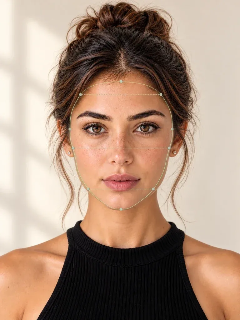Reference model with facial contour and proportion guides